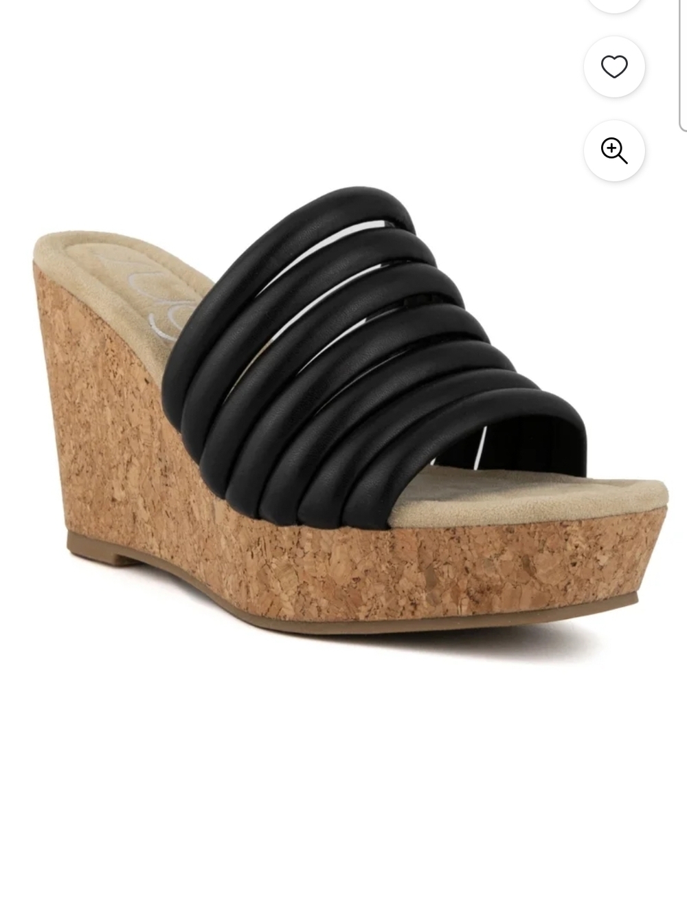 Black Cork Wedge Slide Sandal - Women's